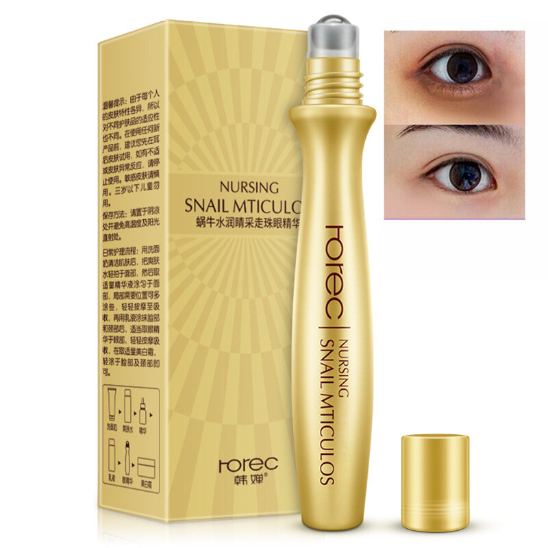ROREC เซรั่มบำรุงรอบดวงตา Anti-Wrinkle Snail Essence สำหรับ Eyes Cream Dark Circle ครีม Snail Hyaluronic Acid เครื่องสำอางเกาหลีผิว care
