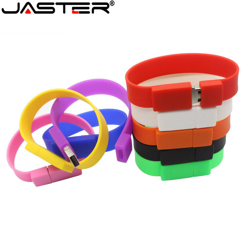 JASTER Silicone Pulseira Wrist Band 64GB 128GB GB GB 8 16 32GB 4GB USB 2.0 Memória Flash Vara Pen Drive U Disk Pendrives Presentes
