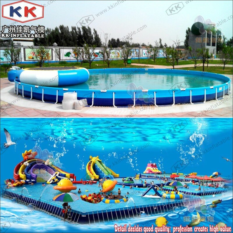 Parque da água do divertimento, piscina do quadro do metal do pvc do equipamento do jogo da água da piscina do verão