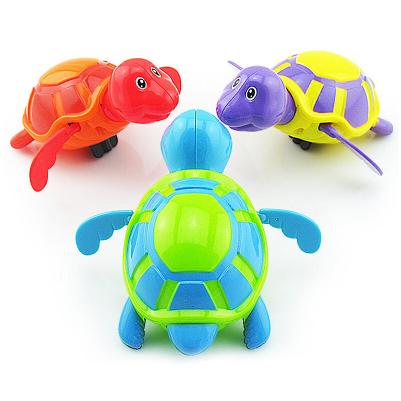 3pce/conjunto brinquedos de banho bonito nadar tartaruga wind-up brinquedo de banho de bebê pequena corrente tartaruga animal banheira brinquedos de água para presentes de crianças do bebê