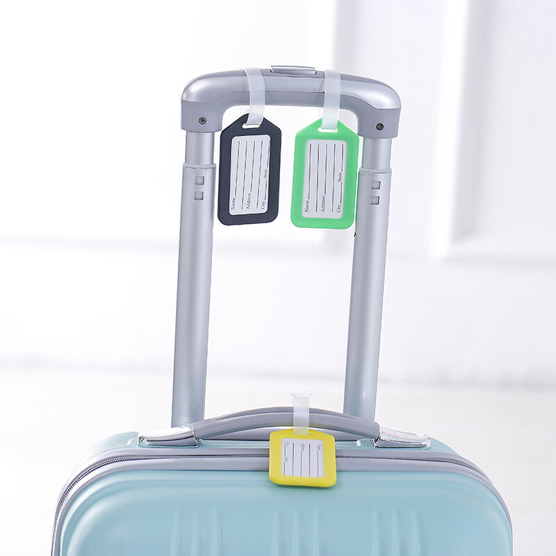 Etiquetas suporte de plástico para bagagem 1 peça, 8 cores, correia com nome, endereço, id, mala, bagagem, viagem, etiqueta de bagagem
