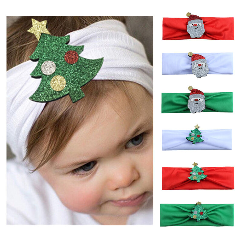 1pc bebê bandana árvore de natal papai noel headwear faixa de cabelo cabeça acessórios moda quente crianças crianças do bebê meninas