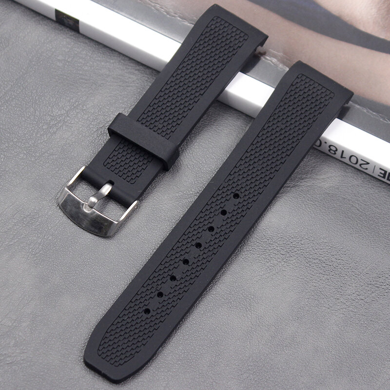 Silicone strap men's watch accessories 22mm ladies sweat-absorbent sports waterproof strap buckle