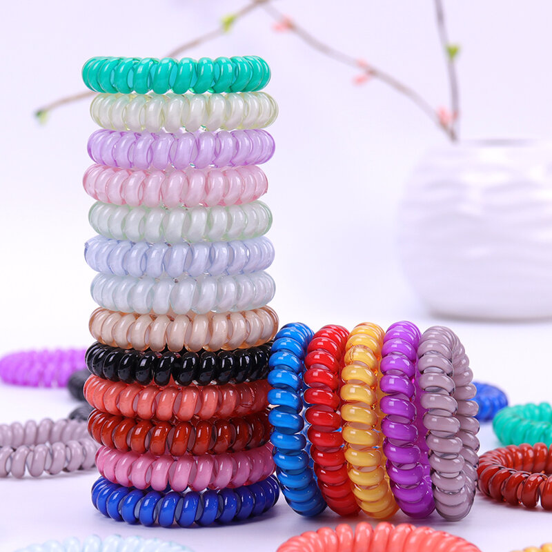 1PC Fashion Cute Candy Color Hair Jewelry Headbands Telephone Line Hair Rope for Women Hair Band