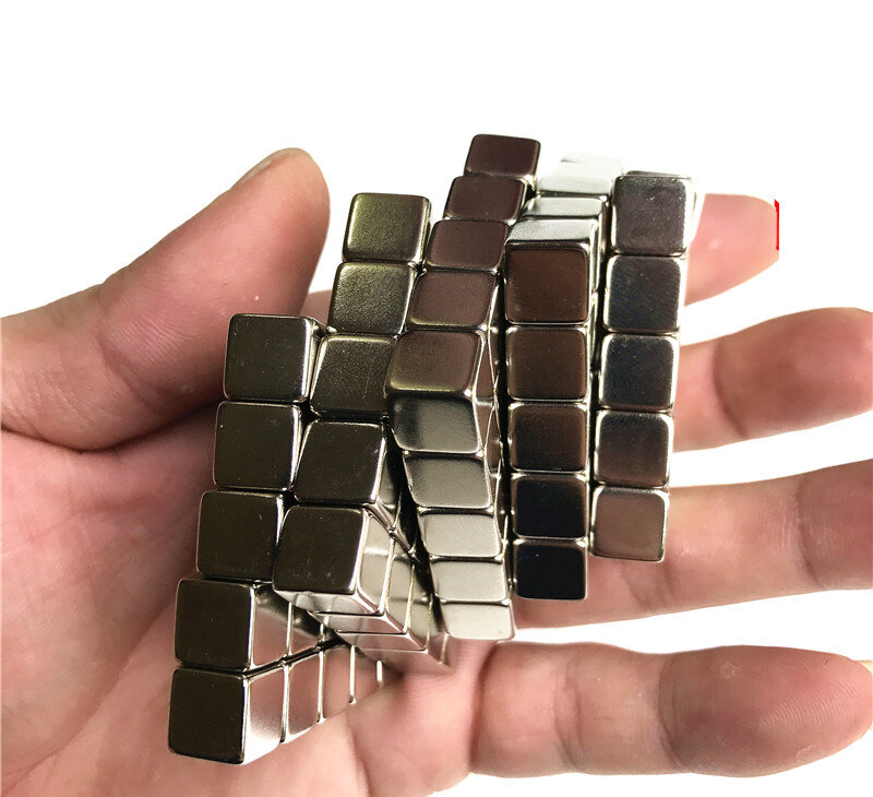 64 pièces aimant Néodyme 5x5x5 Terre Rare petit bloc Fort permanent 5*5*5mm réfrigérateur D'électro-Aimant NdFeB nickel carré magnétique