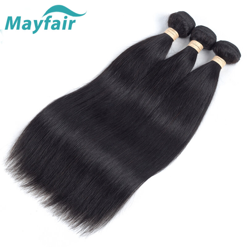 Mayfair-extensiones de cabello brasileño Remy, mechones de cabello humano liso, negro Natural, 8-32 pulgadas, 1/3/4 piezas, 12A