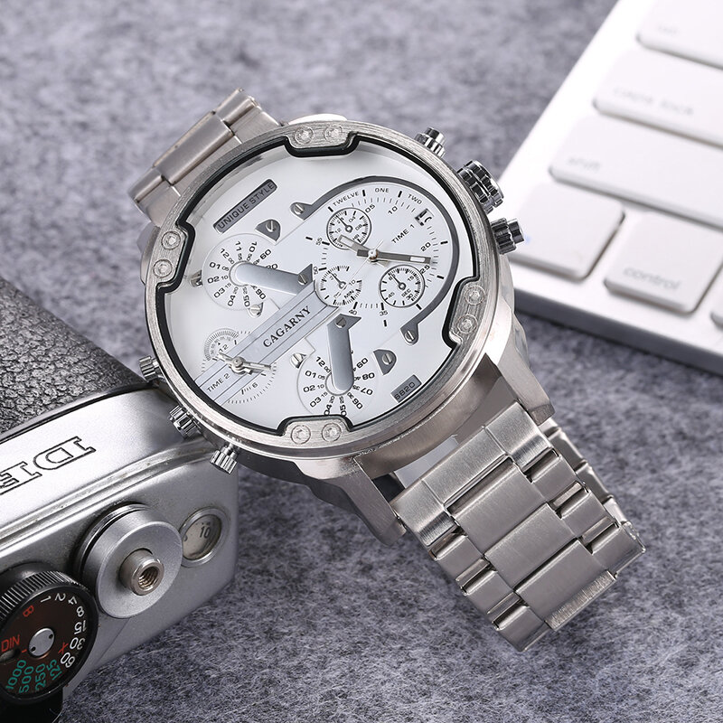 Cagarny-reloj analógico de acero inoxidable para hombre, accesorio de pulsera de cuarzo resistente al agua con calendario, complemento masculino deportivo de marca de lujo con diseño moderno, 2022