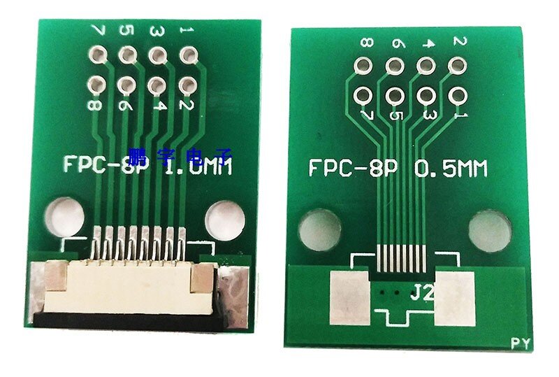 Gratis ongkir 10ชิ้น FFC FPC บอร์ดถ่ายโอน8PIN พร้อมตัวเชื่อมต่อ FFC TO DIP 2.54แผง LCD TFT 1มม. 0.5มม. PCB สองด้าน