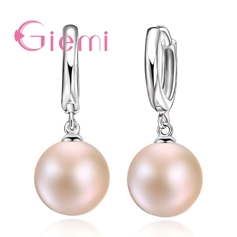 Pendientes de perlas de plata esterlina 925 para mujer y niña, accesorios de aro de perlas blancas, joyería de boda, novedad