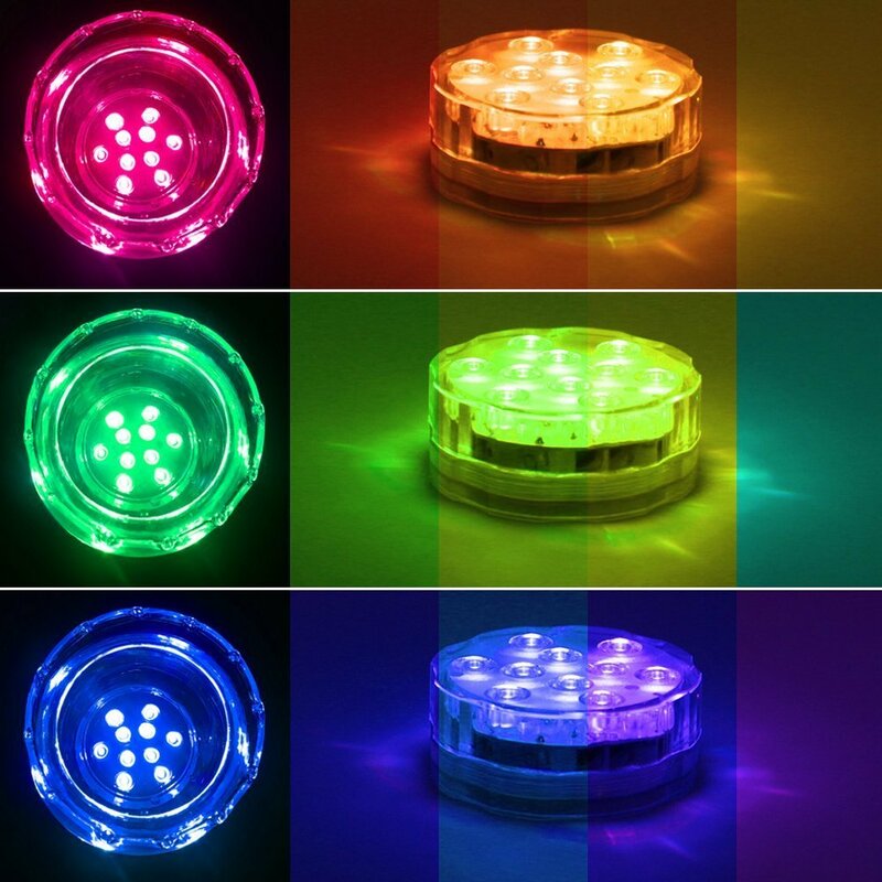 4Pcs * 10LEDs RGB colore vaso luce LED luci sommerse con telecomando a 24 tasti per decorazioni per feste di nozze luce per feste