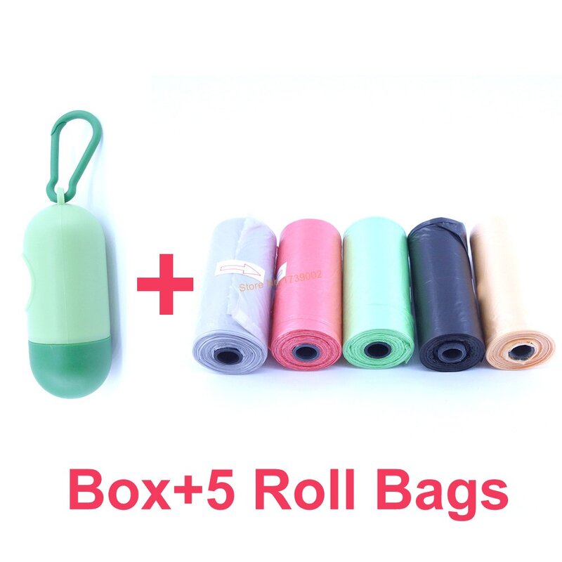 Boîte distributrice en plastique portable, sac à déchets pour couches de bébé, parfaite poussette, boîte de rangement avec 5 rouleaux de sacs poubelle