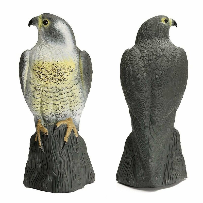 NOCM Large Falcon Decoy Bird Deterrant,Lifelike Full Bodied Bird Of Prey Pest Control Garden Statue Cat And Bird Repeller Gard
