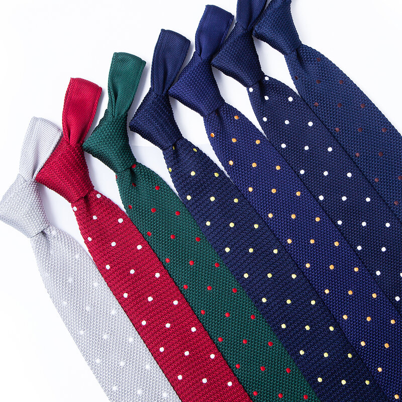 Su misura Smith Maglia Cravatta 6cm del ricamo Dot Striscia di Pianura Lavorato A Maglia Cravatte da Uomo Solido Del Vestito Scarno Sottile Tessuto Cravate per Gli Uomini