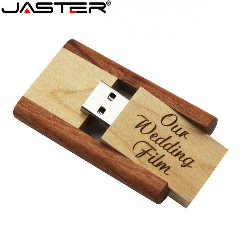 JASTER (Tự Do Tùy Chỉnh Logo) 3 Màu Sắc Xoay USB 2.0 Lưu Trữ Bên Ngoài Ổ 4GB 8G 16GB 32GB 64GB Bằng Gỗ usb Miễn Phí Vận Chuyển