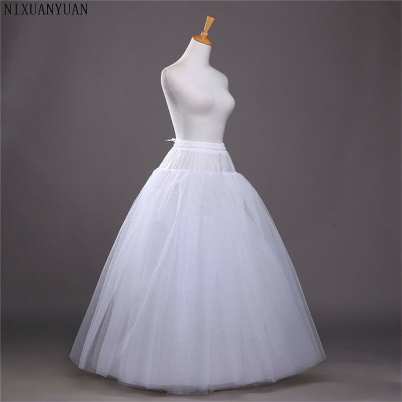 Jupon blanc Style a-ligne pour robe un cerceaux 4 couches accessoires de mariage sous-jupe taille libre jupons de mariage Crinoline