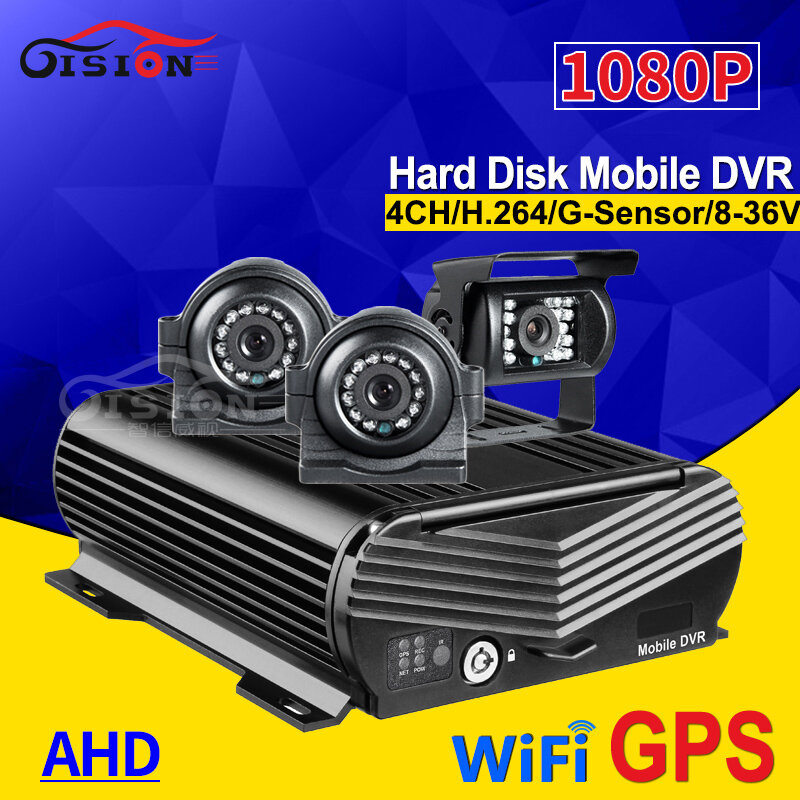 G-Sensor Realtime Remote 4CH HDD GPS WIFI Mobile DVR, 2.0MP Logam Turck Kamera 500GB Hard Disk Bus Mdvr Perekam Video I/O