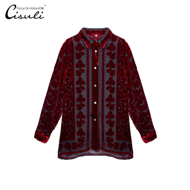 CISULI – chemise en velours de soie pour femme, hauts et chemisiers en velours, nouvelle chemise confortable et élégante en dentelle