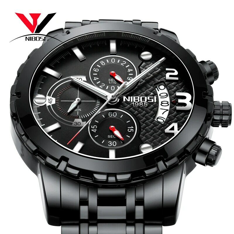 Relogios NIBOSI luksusowej marki/Sport/zegarek wojskowy mężczyźni wodoodporna/zegarki 2018 Chronograph zegarki sportowe ze stali nierdzewnej