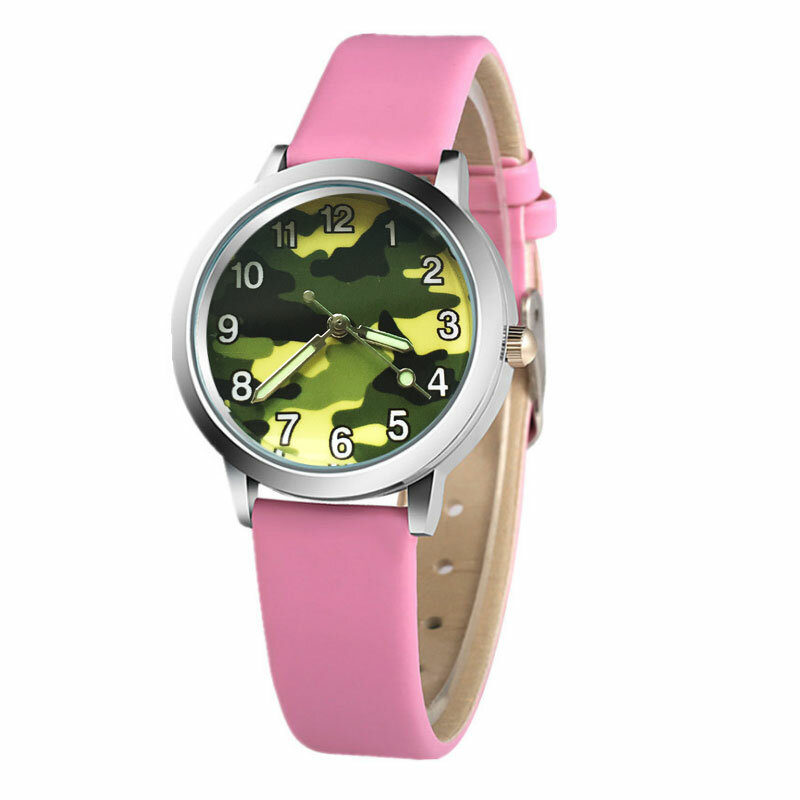 Tarnung Kinder Uhr Quarz Armbanduhr Relogio für Kinder Mädchen Junge 3d Cartoon Leder leuchtende Mode Uhr