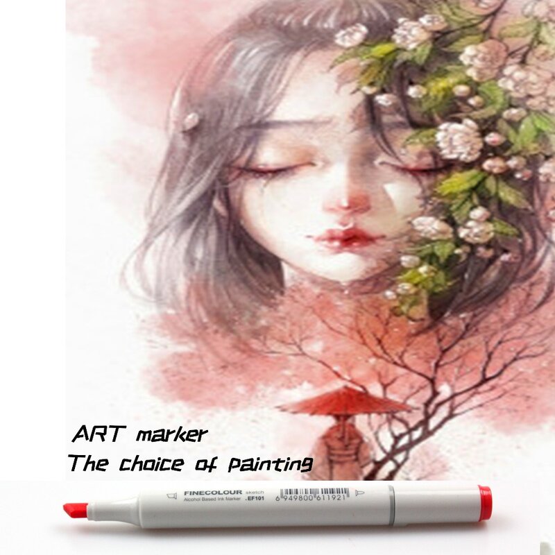 Finecolour-rotuladores EF101 de doble punta, tinta con Alcohol, para dibujo artístico, Manga