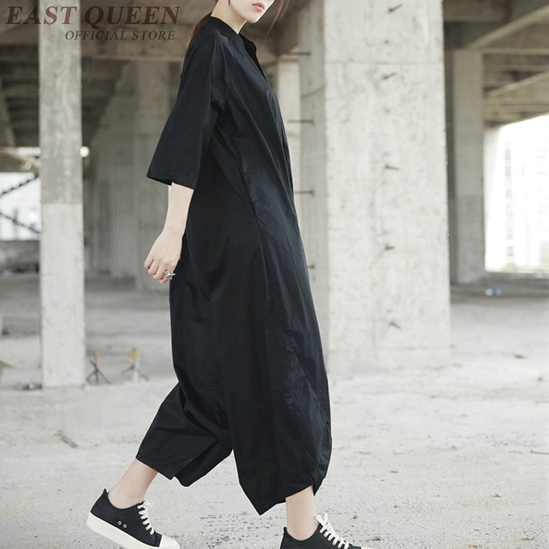Women loose jumpsuits fashionable streetwear solid polyester rompers women jumpsuit combine full length with pocket  DD483 F