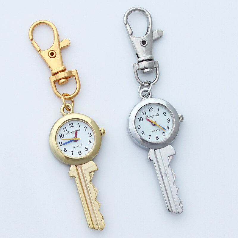 Śliczne piękny moda Brand New Fashion kryształowy kształt klucza kieszonkowy wisiorek brelok do kluczy zegarek kwarcowy z torbą na prezent GL59K