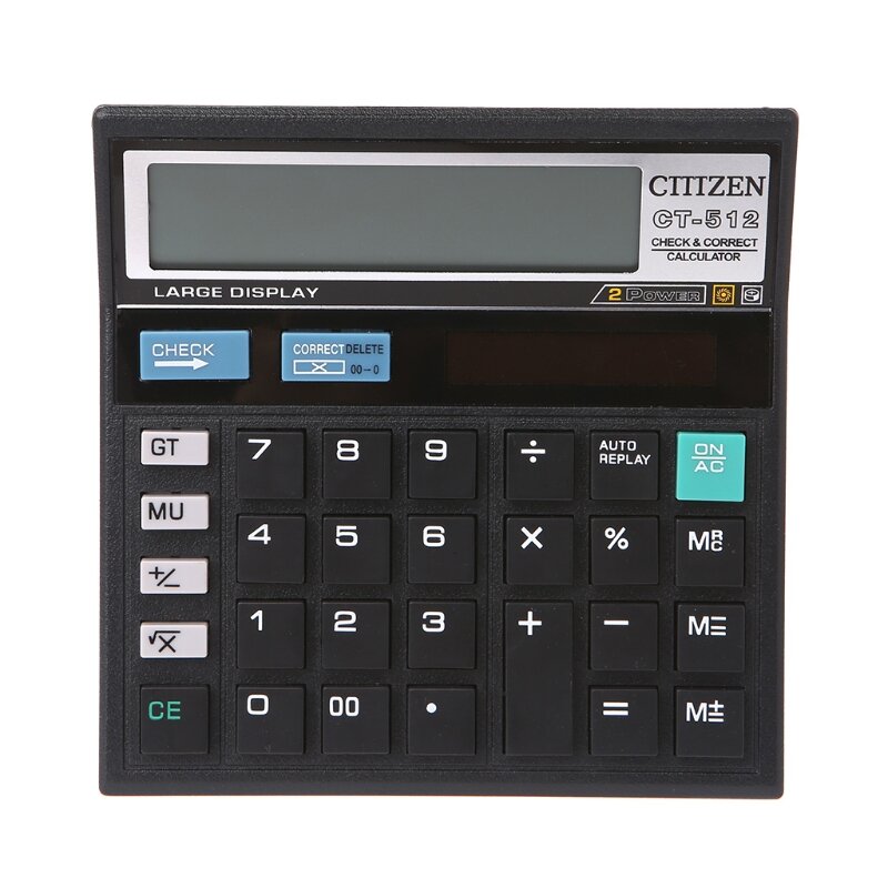 Batería Solar de 12 dígitos, doble potencia, pantalla grande, calculadora de escritorio de oficina, CT-512