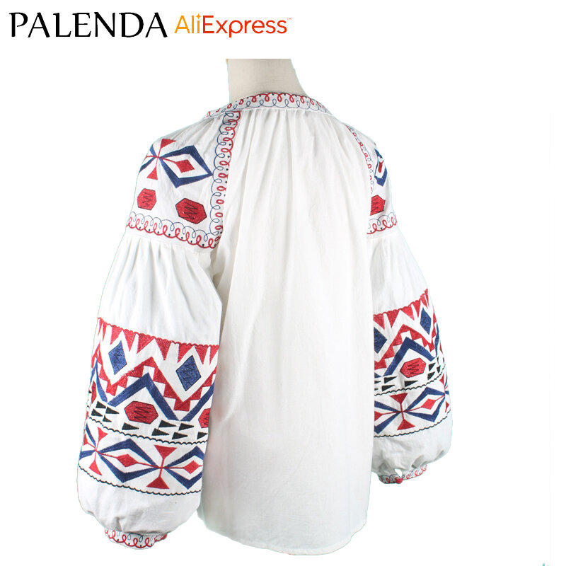 Женская богемная рубашка, свободного покроя, с вышивкой, с рукавами-фонариками, для отдыха, на осень