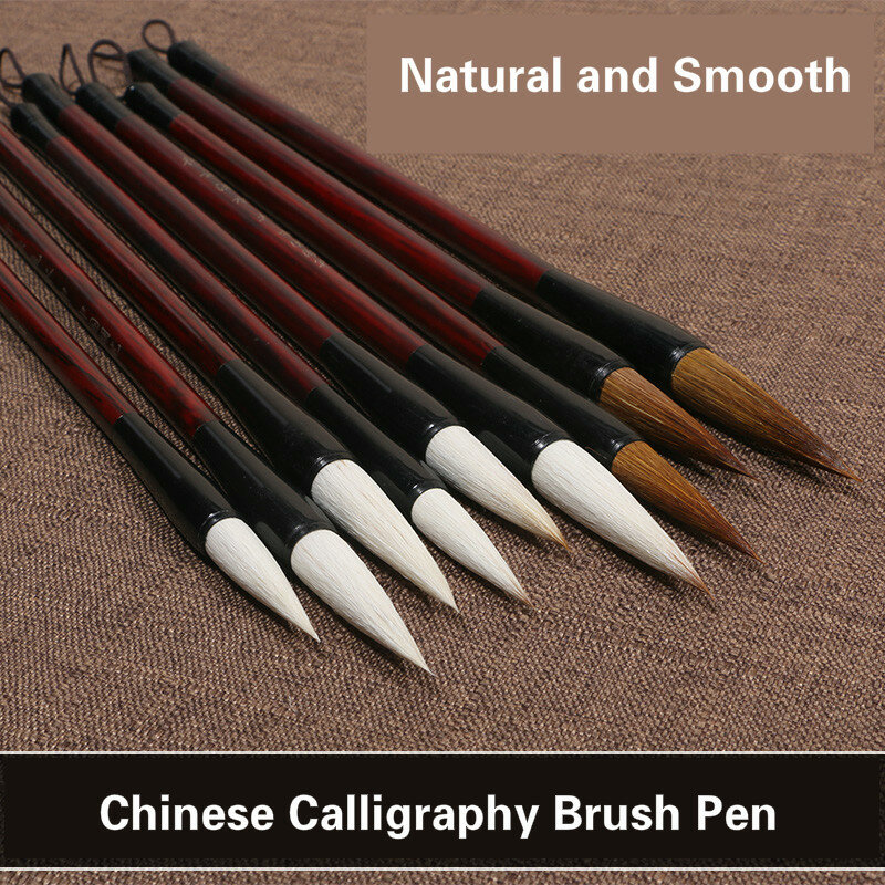 Pincéis de caligrafia chinesa, conjunto de caneta pincel de escrever de cabelo lanudo, pincel tradicional chinês para pintura de paisagem