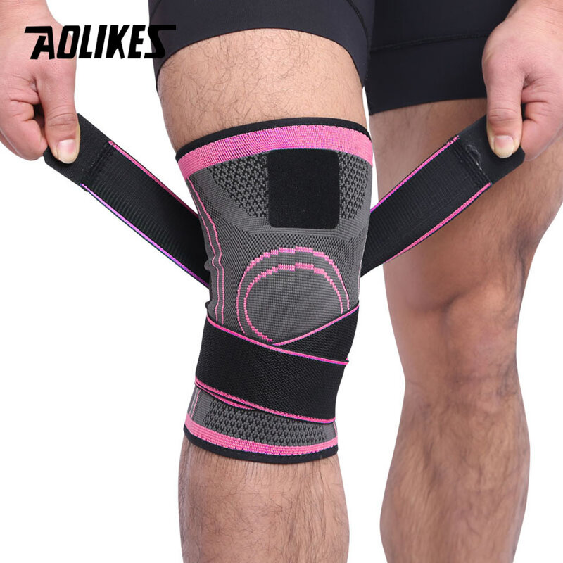 AOLIKES 1 sztuk wsparcie kolana profesjonalne ochronne sportowy ochraniacz na kolano bandaż oddychający orteza stawu skokowego koszykówka tenis jazda na rowerze