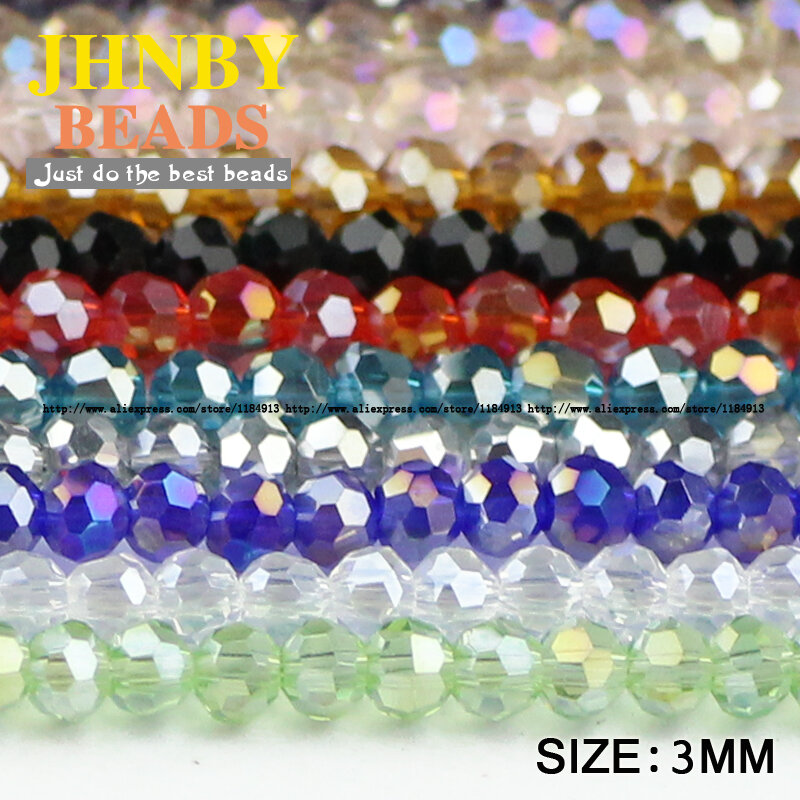 JHNBY Ball Faceted Österreichischen kristall perlen 3mm 200 stücke Top qualität Runde kugel form Lose perlen für schmuck machen armband DIY