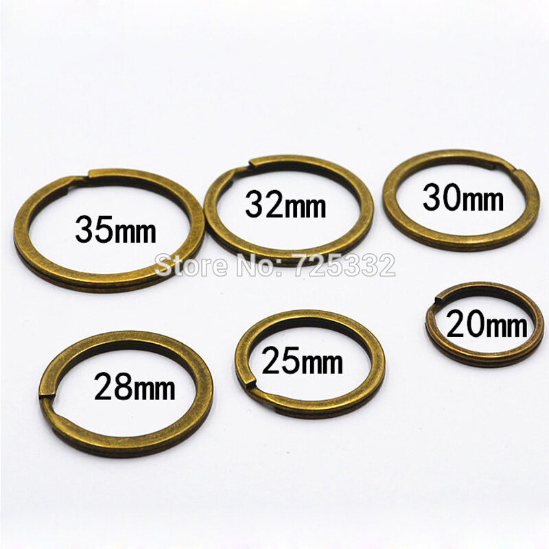 Llavero dividido de Metal, bronce, níquel, 20mm, 25mm, 28mm, 30mm, 32mm, 35mm, 100 unidades