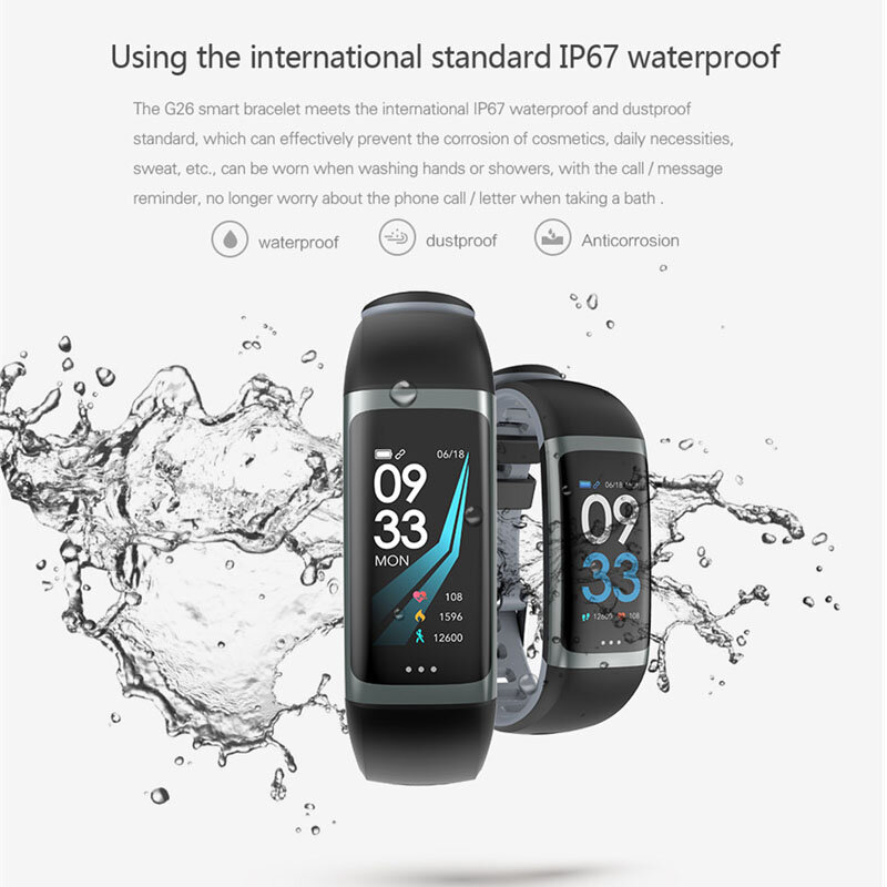 G26 Smart Bracelet P67 Waterproof Heart Rate Blood Pressure Oxygen Fitness Bracelet Multi Sport Mode Smart Wristband