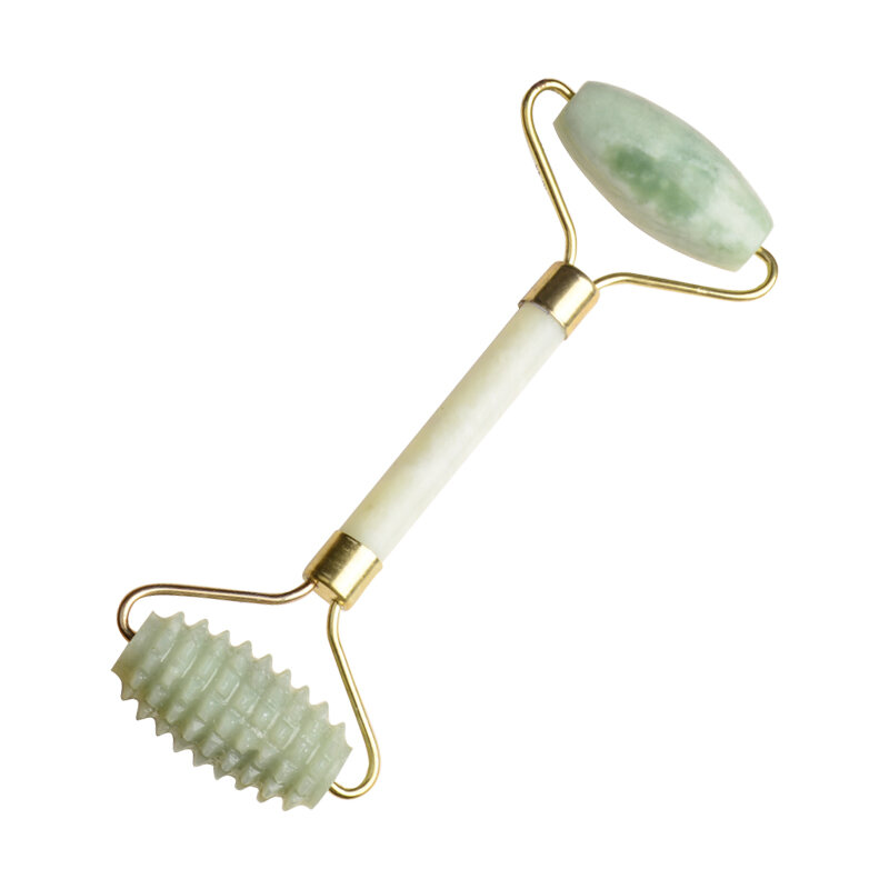 1pcs Double Head Spiked Shape Facial Massage Crystal Quartz Roller Jade Stone Face-lift Slimming Body Head Neck Health Care Tool