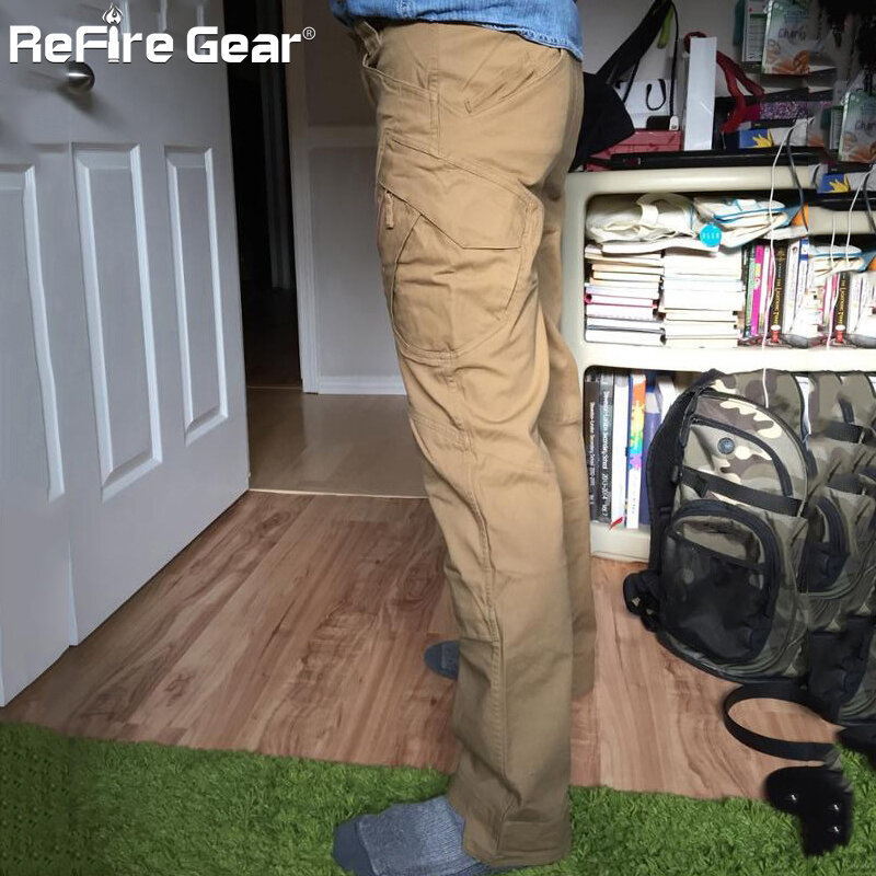 Pantalon cargo en coton avec de nombreuses poches pour homme, style SWAT, militaire, flexible, décontracté, FJXXXL