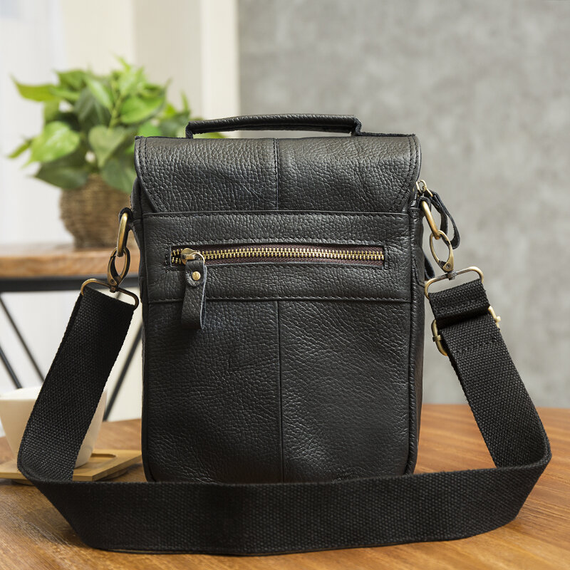 Quality Leather Male Casual Design Shoulder Messenger bag Cowhide Fashion Cross-body Bag 8" Tablet Tote Mochila Satchel 144-b