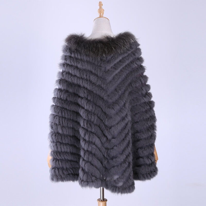 女性のための本物のウサギの毛皮のセーター,牛の毛皮のポンチョ,本物の毛皮のラップ,ショール,三角形のコート,豪華な新しいコレクション