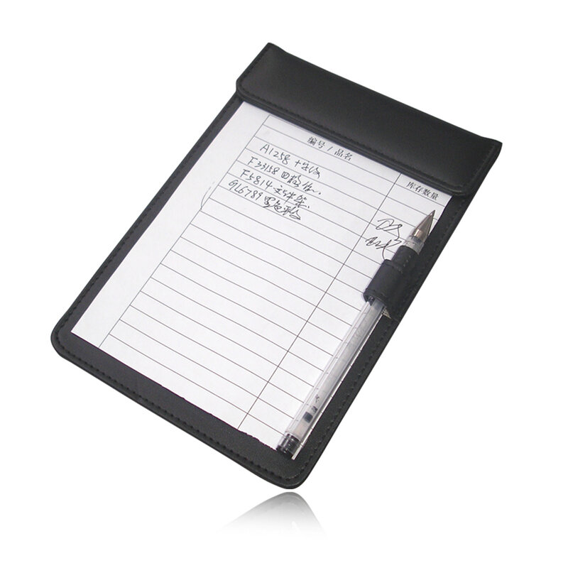 A6 Magnetic Paper Clamping Board File Folders Restaurant Menu Clipboard Cover PU Leather Bill Holder Black 18.5*12CM