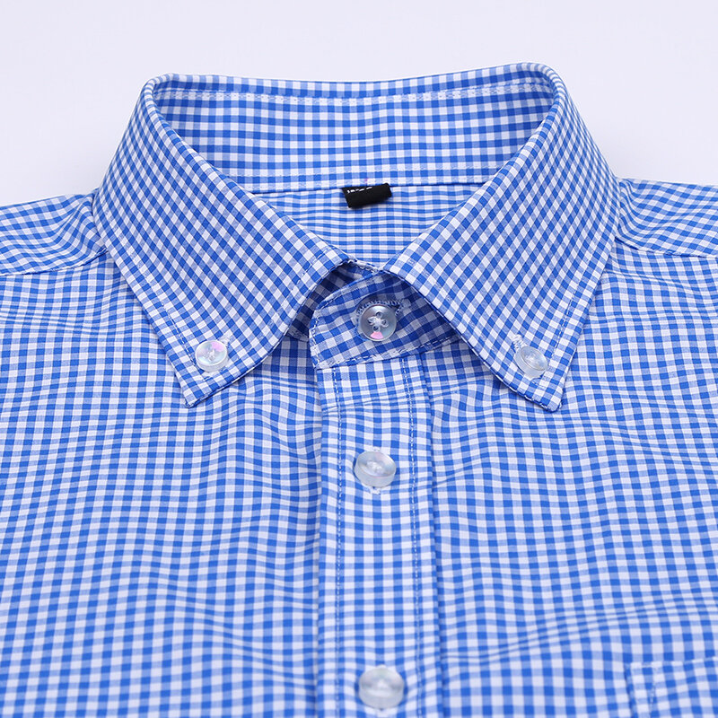 캐주얼 셔츠 브랜드 100% 면 작은 격자 무늬 셔츠, 남성 봄 스마트 옥스포드 드레스 셔츠 Camisa Masculina 고품질