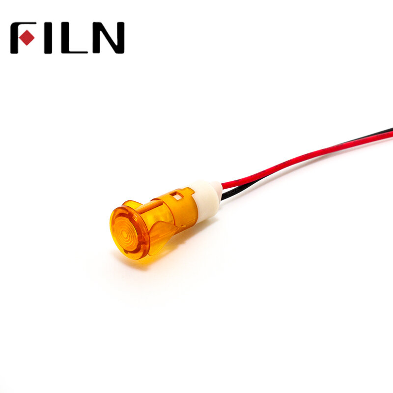 12mm panel hole red green yellow water heater plastic 12v indicator light with 20cm cable