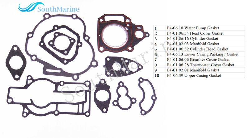 Kit de joints d'invitation de tête d'alimentation de moteurs de bateau, joints de moteur à bulles hors-bord, Hidea F5 F4