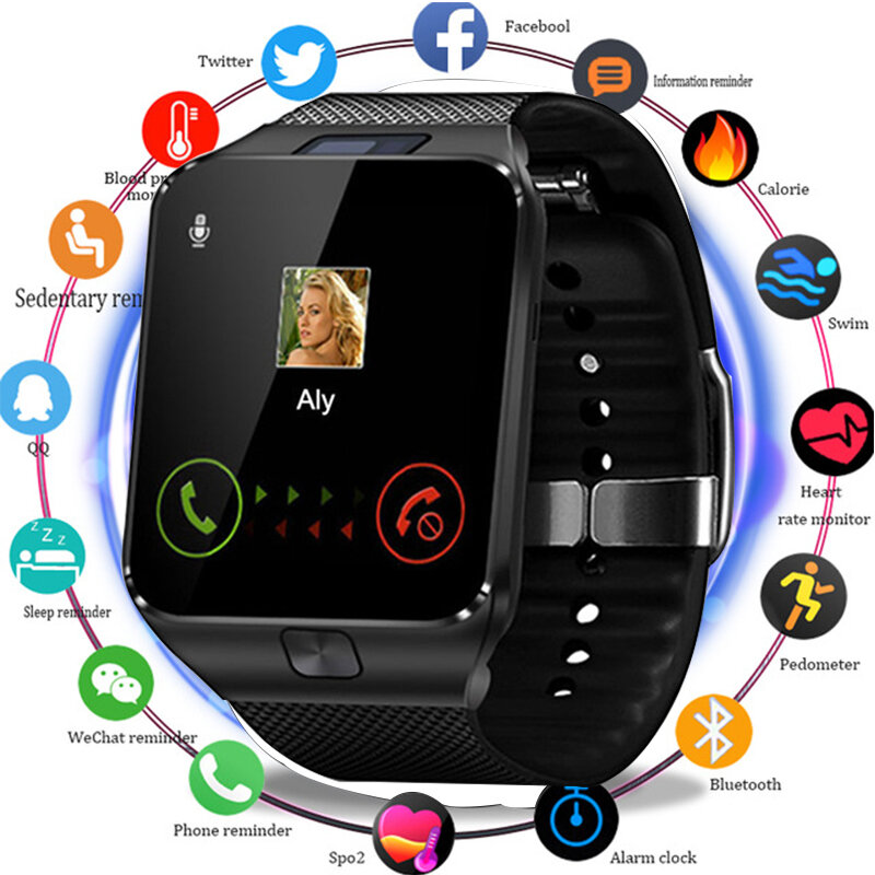 Nouvelle mode montre intelligente Bluetooth Smartwatch avec carte Sim TF Solt passomètre montre-bracelet pour Android IOS téléphones intelligents regarder les hommes