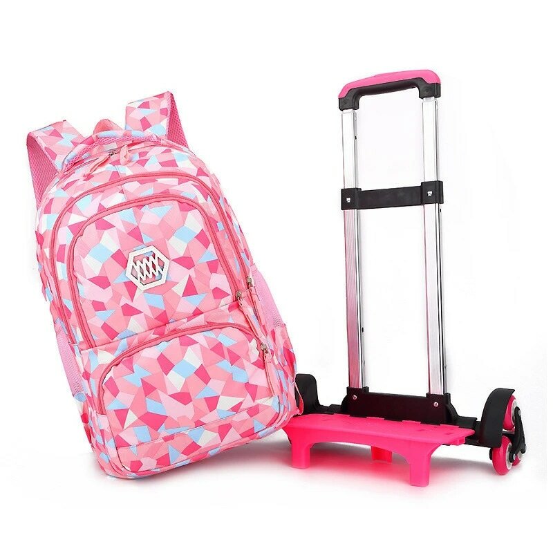 Детский ортопедический дорожный рюкзак на колесиках для девочек, школьный ранец на колесиках для начальной школы