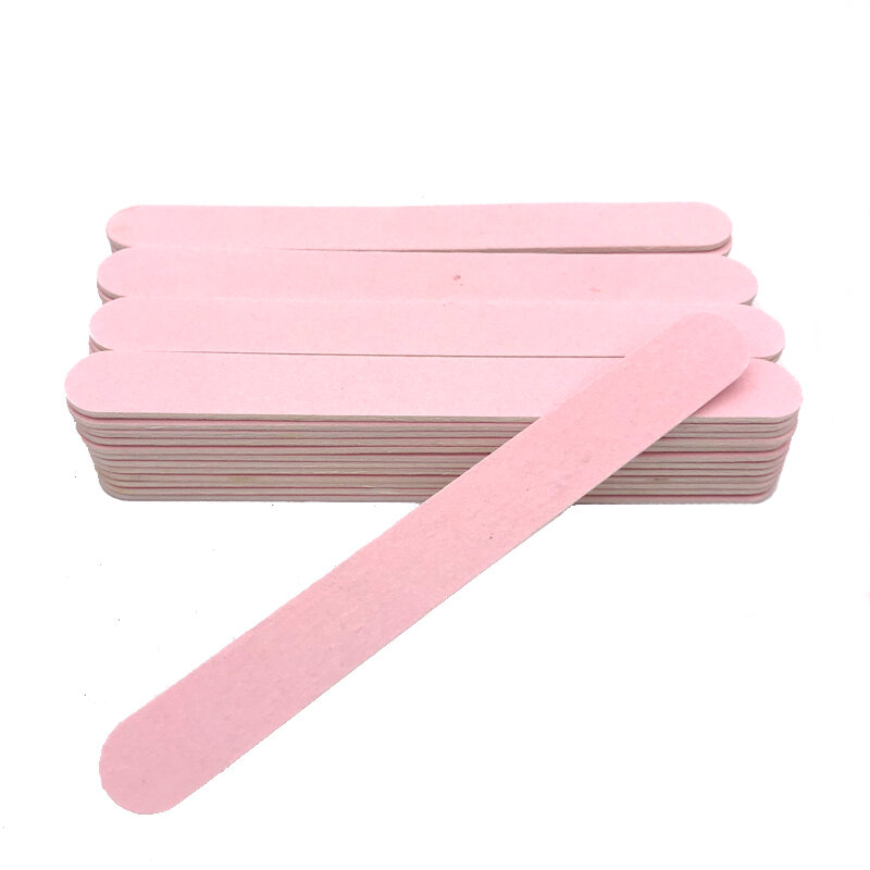 50Pcs Thick Wood Nail Files Artificial Nail Tips File 240/240 Disposable Cuticle Remover Pink Nail Art Styling Tool Beauty Salon