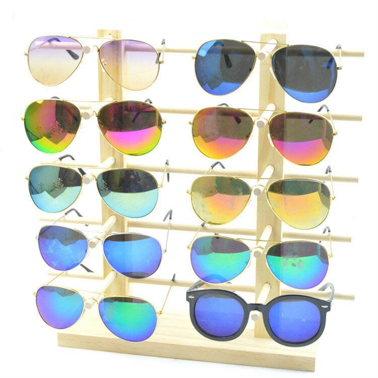 Nieuwe Zonnebril Brillen Hout Display Staat Plank Glazen Display Toon Standhouder Rack 9 Maten Opties Natuurlijke Materiaal