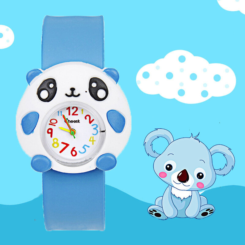 Siliconen Klap Op Horloge Kinderen Cartoon Panda Quartz Horloge 3 Kleuren Kids Jongens Meisjes Kerstcadeaus Baby Speelgoed Digitale Horloges q7