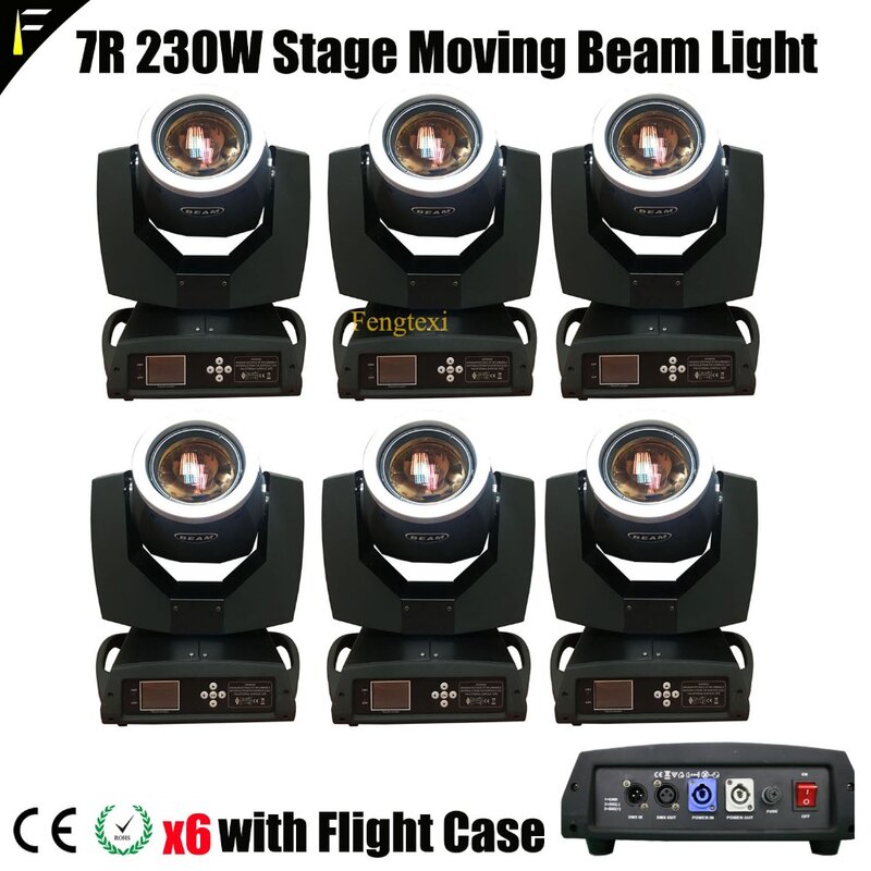 6xLot Split Colours Spot Beam 230 7r Projector Moving Head Sharpy Opera Beam R7 230w with Rotate Rainbow Effect Incl FlightCase