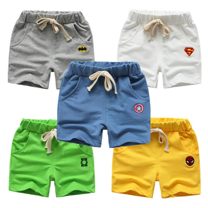 Летние детские Шорты хлопковые шорты для мальчиков и девочек, брендовые шорты с изображением Мстителей трусики для малышей Детские пляжные...