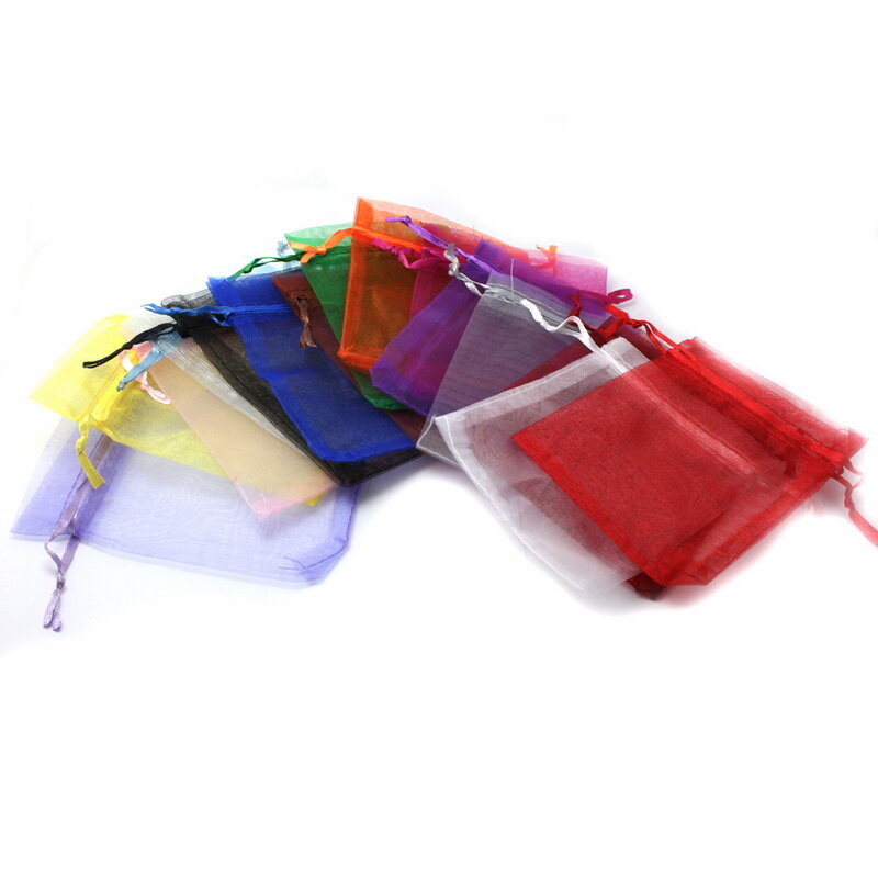Top Sale 10pcs 7x9/9x12cm Drawstring Organza Jewelry Packaging Display Jewelry Pouches For DIY Jewelry Wedding Gift Beads Bags