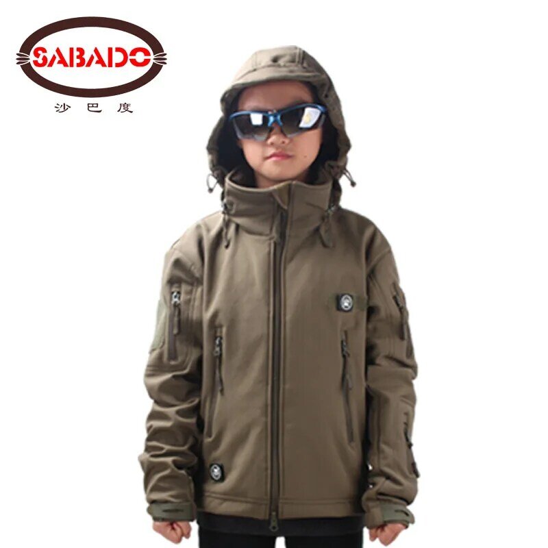 야외 카모 방수 어린이 TAD 전술 상어 스킨 소프트쉘 사냥 재킷, 어린이 육군 코트 사냥 재킷